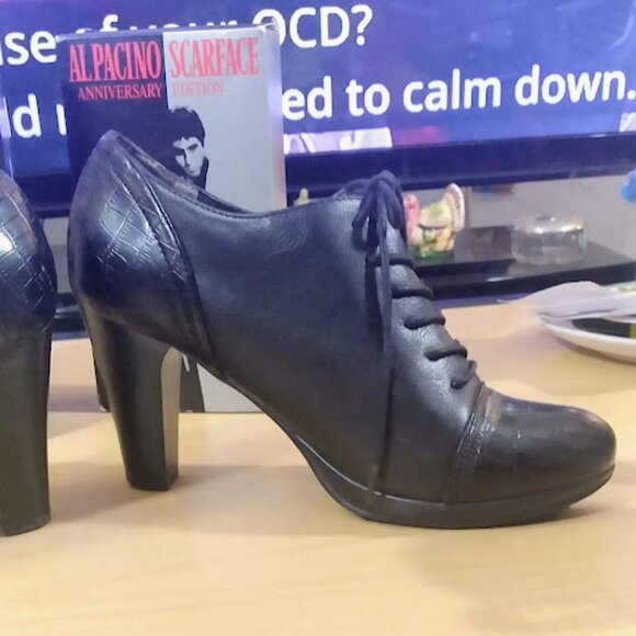 Rialto Black Bootie Shoe Laced Boot Faux leather womens size 7.5 M - Picture 10 of 12